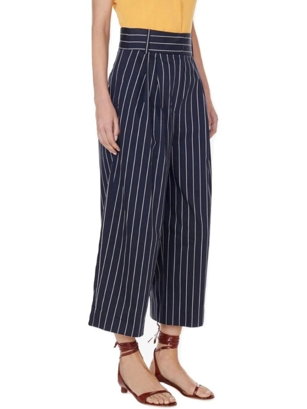 NWOT Tibi Sateen Stripe Bianca Cropped Pants Size 2